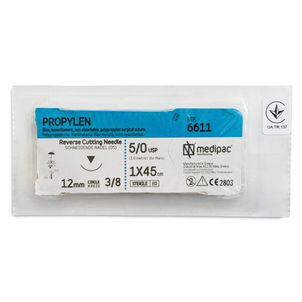 PROPYLEN 5/0, голка, зворотно-ріжуча, 45 см