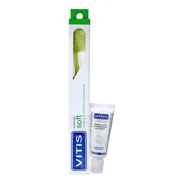 Щітка зубна м'яка VITIS SOFT + VITIS WHITENING зубна паста, 15 мл