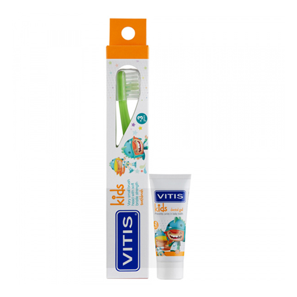 Щітка зубна м'яка VITIS KIDS + VITIS KIDS паста-гель для дітей 8 мл