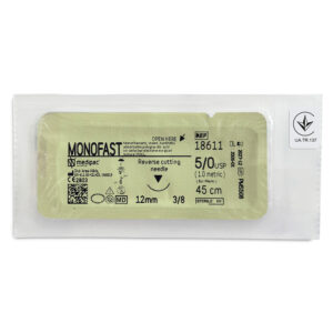 MONOFAST 5/0, голка 12 мм, 3/8, зворотно-ріжуча, 45 см